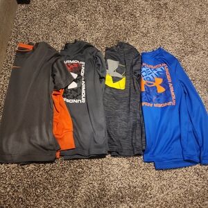 Under Armour Kids' Gray, Orange, and Blue Long Sleeve Tees